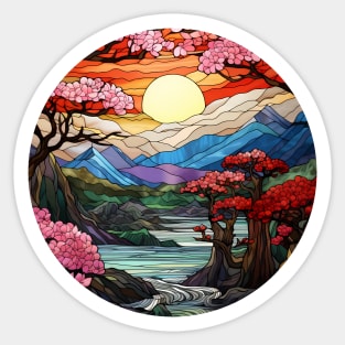 Blue Mountain Sakura Blossoms Sticker